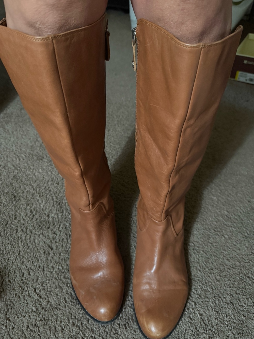 Isaac Mizrahi Tall Leather Riding Boots in Tan 9W